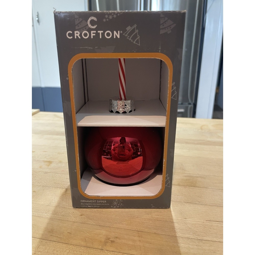 Crofton Ornament Sipper Red 13.5 Oz Capacity Plastic Straw Holiday